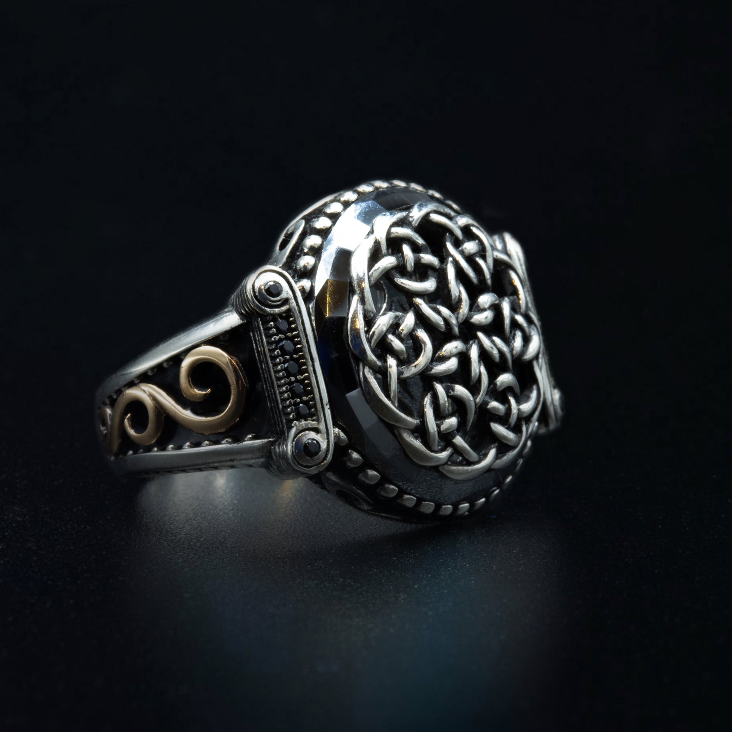 Silver Handmade Knot Pattern Viking Ring