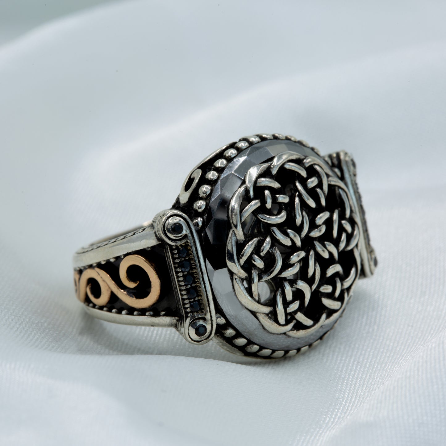 Silver Handmade Knot Pattern Viking Ring