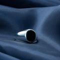 Men Silver Minimal Classic Onyx Signet Ring
