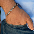 925 Men Silver Greek Decor Style Chain Bracelet