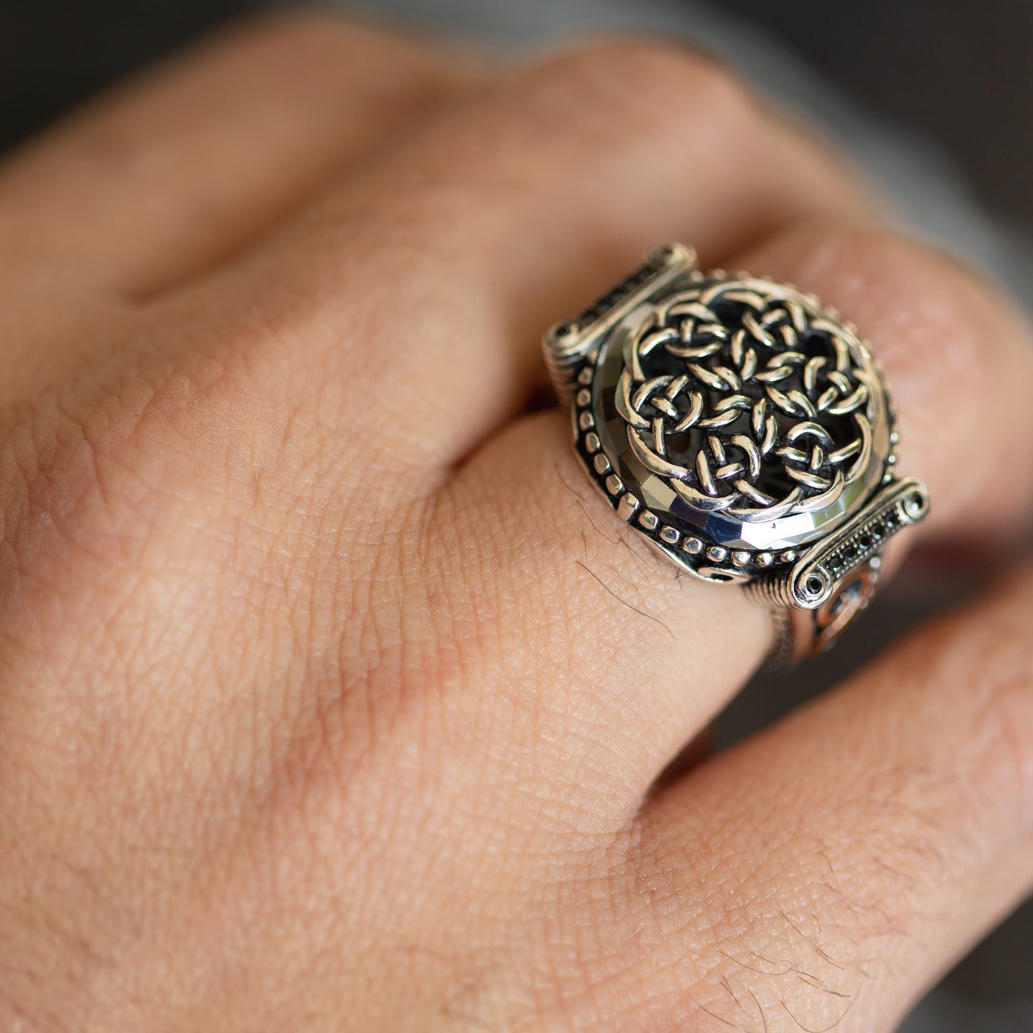 Silver Handmade Knot Pattern Viking Ring