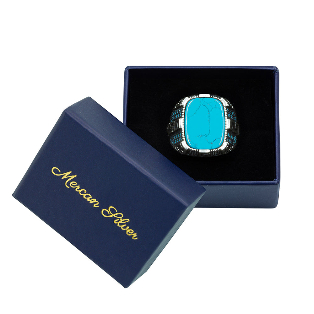 Men Handmade Greek Style Turquoise Ring