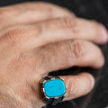 Men Handmade Greek Style Turquoise Ring
