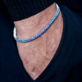 Silver Aquamarine Tennis Bracelet for Men - Luxury Blue Stone Jewelry - Elegant 925 Sterling
