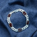 Pulsera de cadena con piedras preciosas de ágata y eslabones cubanos de plata de ley 925