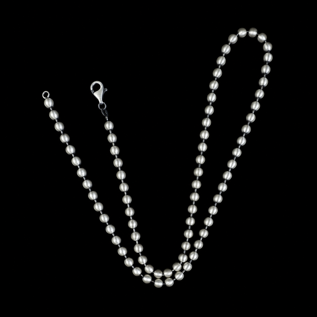 925 Sterling Silver 5mm Oxidized Ball Chain Necklace for Men