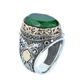 925 Silver Zodiac Leon Signet Ring, Emerald Stone Lion Head Ring, Handmade Silver Zodiac Ring, 925k Sterling Silver Ring, Ring For Men