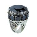 Black Onyx Stone King Solomon Signet Ring, Large Onyx Men Ring, Large Signet Ring, 925 Sterling Silver Ring