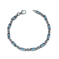 925 Silver Handmade Turquoise Link Engraved Bracelet