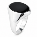 925 Sterling Silver Oval Onyx Signet Ring for Men
