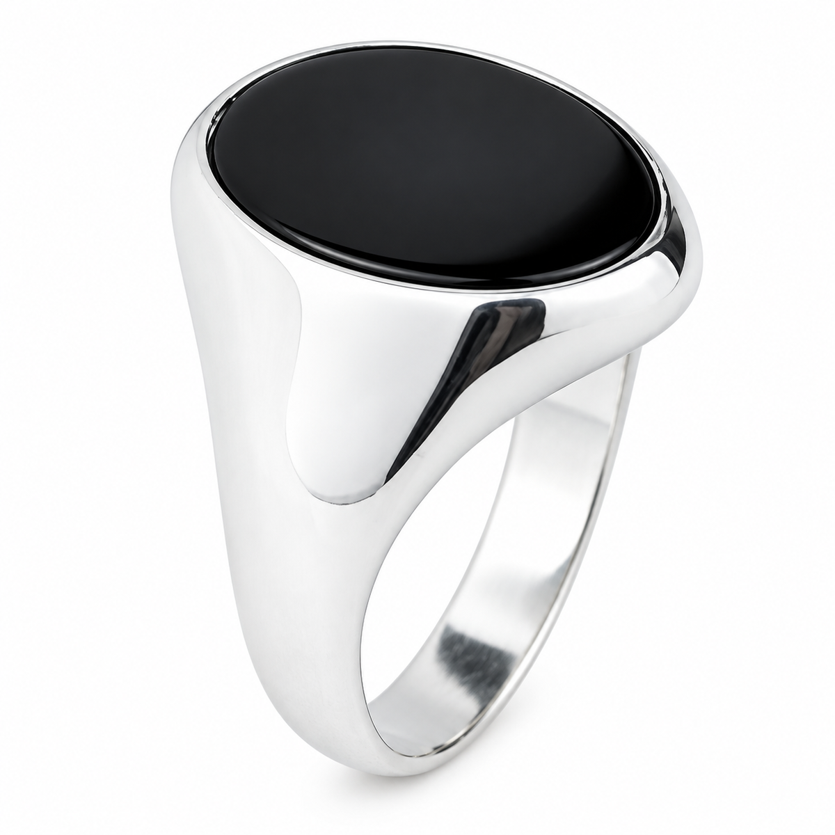 925 Sterling Silver Oval Onyx Signet Ring for Men