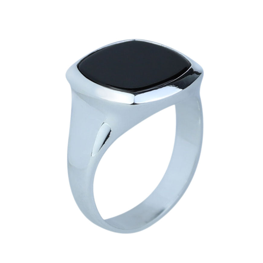 Sterling Silver Onyx Ring, Mens Signet Ring, Onyx Statement Ring, Onyx Square Signet Ring, Solid Silver Ring, 925k Sterling Silver Ring