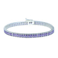 925 Silver Amethyst Tennis Bracelet, Men Silver Tennis Bracelet, Men Luxury Tennis Chain