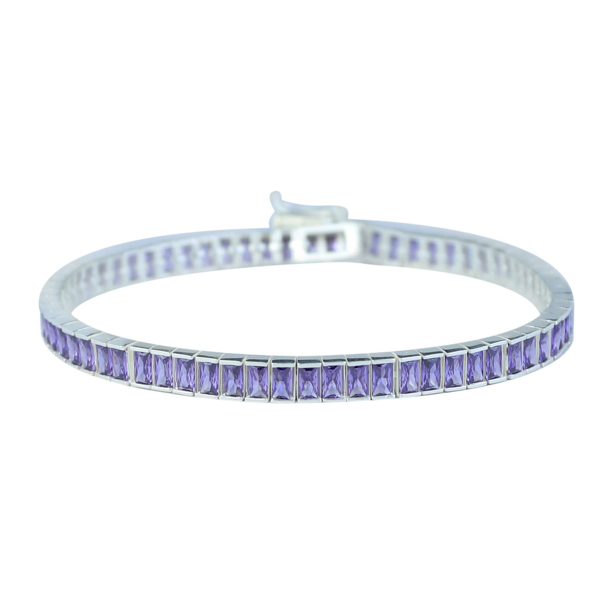 925 Silver Amethyst Tennis Bracelet, Men Silver Tennis Bracelet, Men Luxury Tennis Chain