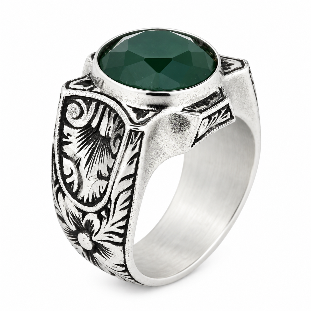 925 Sterling Silver Jade Ring for Men – Vintage Ottoman Style