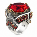 925 Sterling Silver Ruby Ring for Men – Vintage Ottoman Style