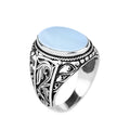 925 Men Sterling Silver Mother Of Pearl Gemstone Signet Ring