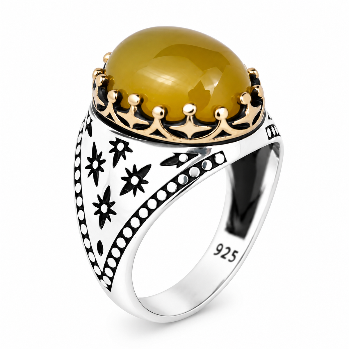 Men Handmade Yellow Agate Ring, 925 Silver Aqeeq Gemstone Ring , Genuine Yellow Agate Men Vintage Ring, Father Day Gift, 925k Silver