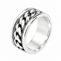 Sterling Silver Cuban Link Ring, 10MM Curb Band Ring, Statement Band Ring, Chain Model Ring, Promise Ring, Solid Silver, Unisex Ring
