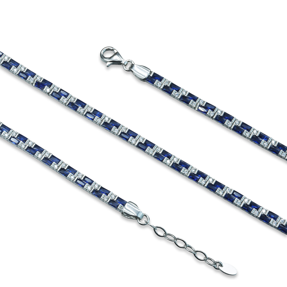 Luxuriöses, elegantes Herren-Tennisarmband aus 925er Sterlingsilber mit Saphir