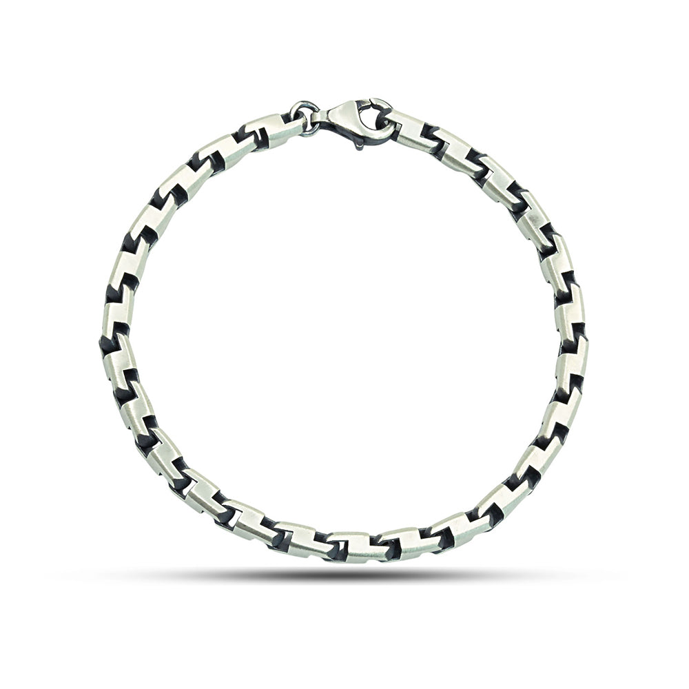 925 Sterling Silver Men Box Chain Bracelet