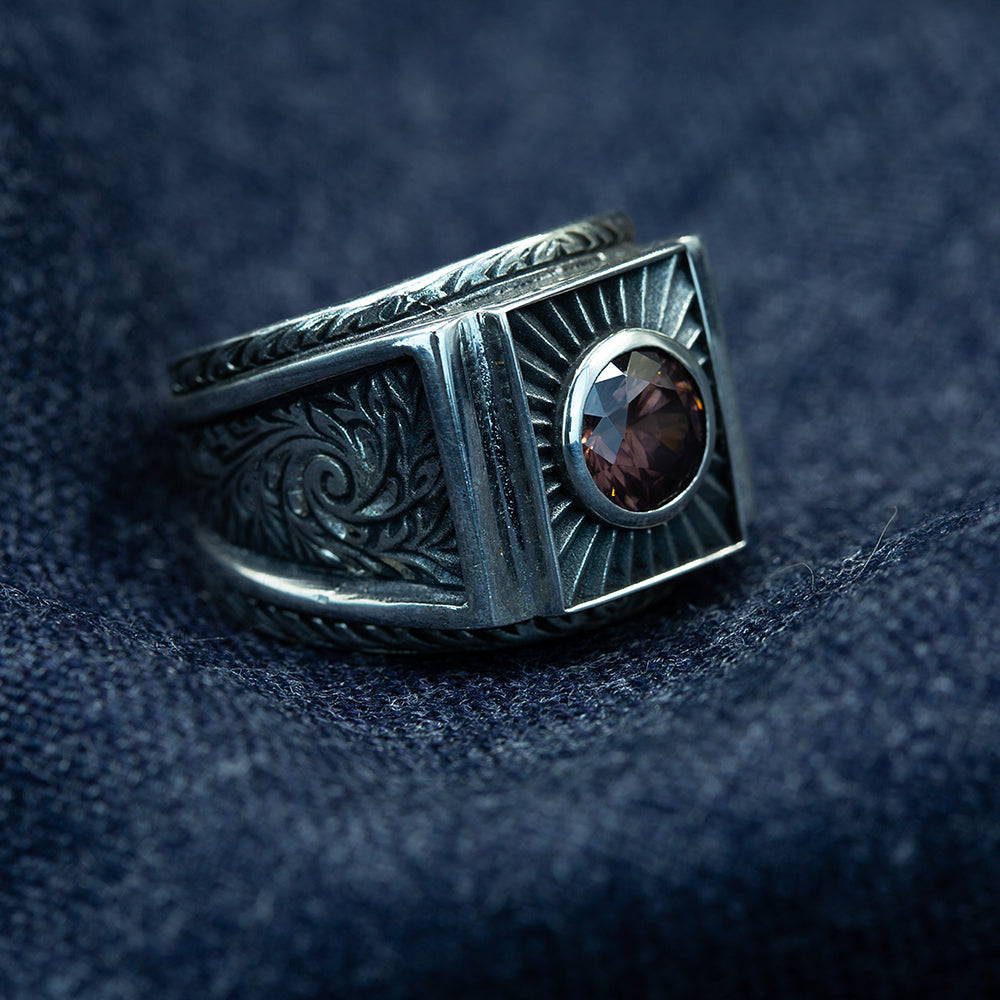 Men Handmade Engraved Sultanite Gemstone Ring