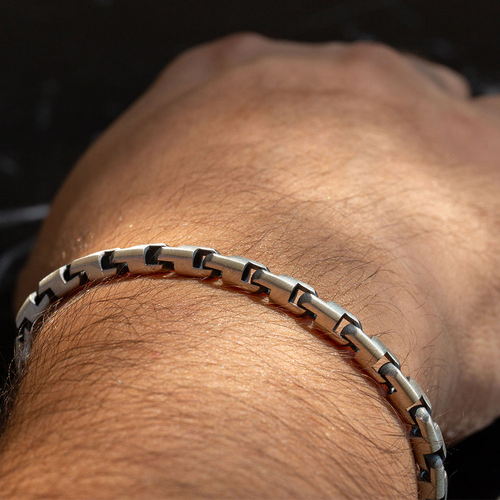 925 Sterling Silver Men Box Chain Bracelet