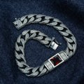 Men Handmade Engraved Red Ruby Gemstone Curb Chain Bracelet