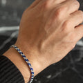 Luxuriöses, elegantes Herren-Tennisarmband aus 925er Sterlingsilber mit Saphir