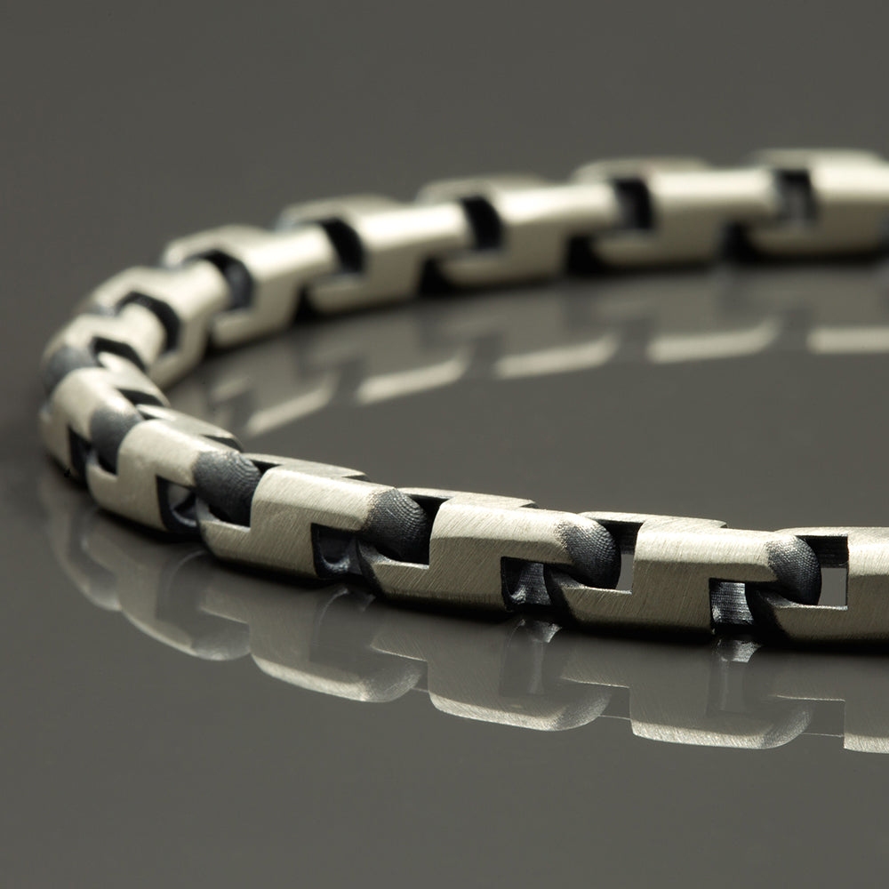 925 Sterling Silver Men Box Chain Bracelet