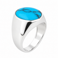 925 Silver Natural Turquoise Ring, Turquoise Signet Ring , Kingman Turquoise Men Silver Ring, Oval Gemstone Ring, Solid Sterling Silver Ring