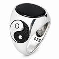 925 Sterling Silver Yin Yang Onyx Signet Ring – Unisex