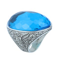 Silver Aquamarine Ring , Large Aquamarine Stone Ring , Great Magnificence Men's Ring