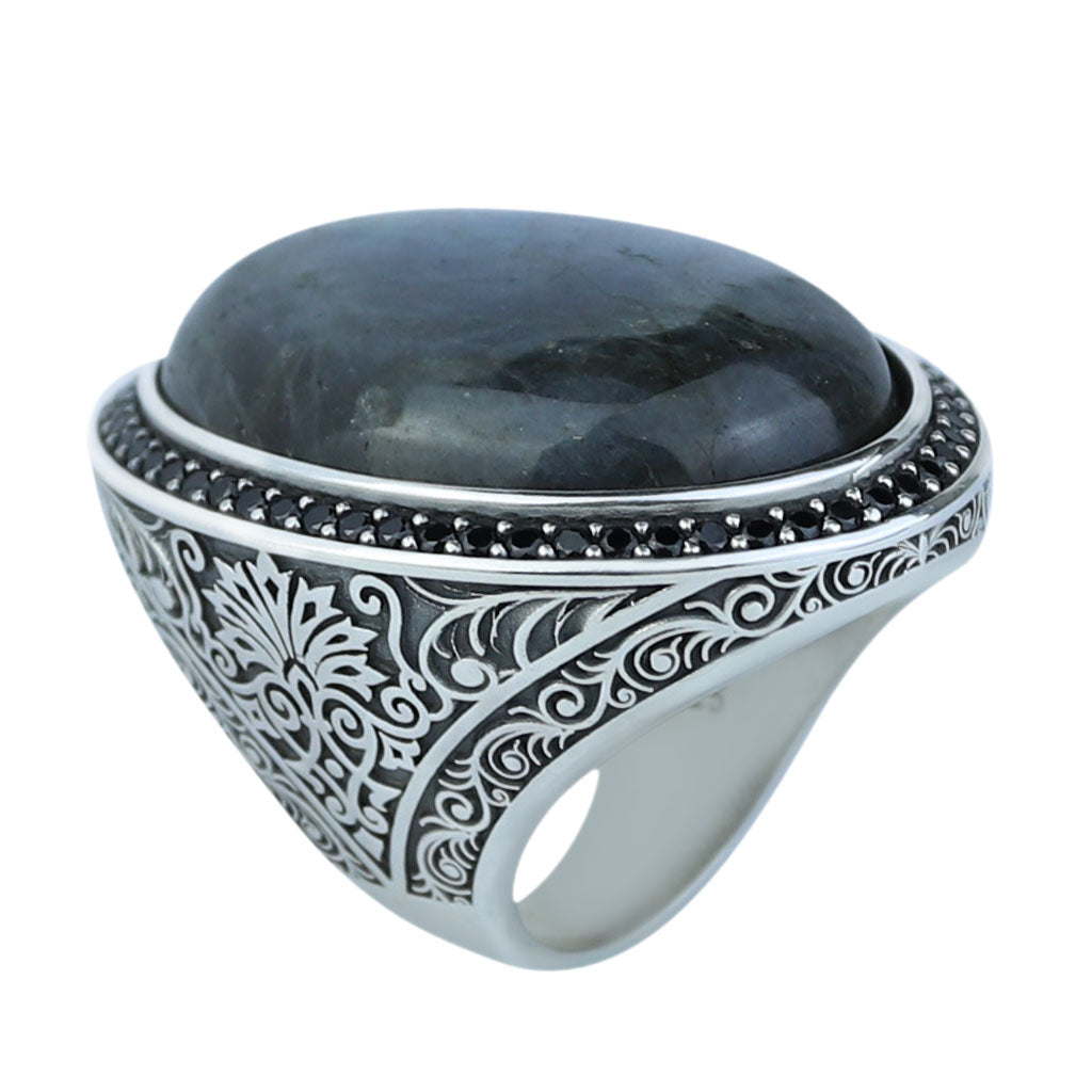 Men's Labradorite Sterling Silver Ring, Large Handmade Gemstone Mens Ring, Natural Big Labradorite Ring, Anniversary Gift