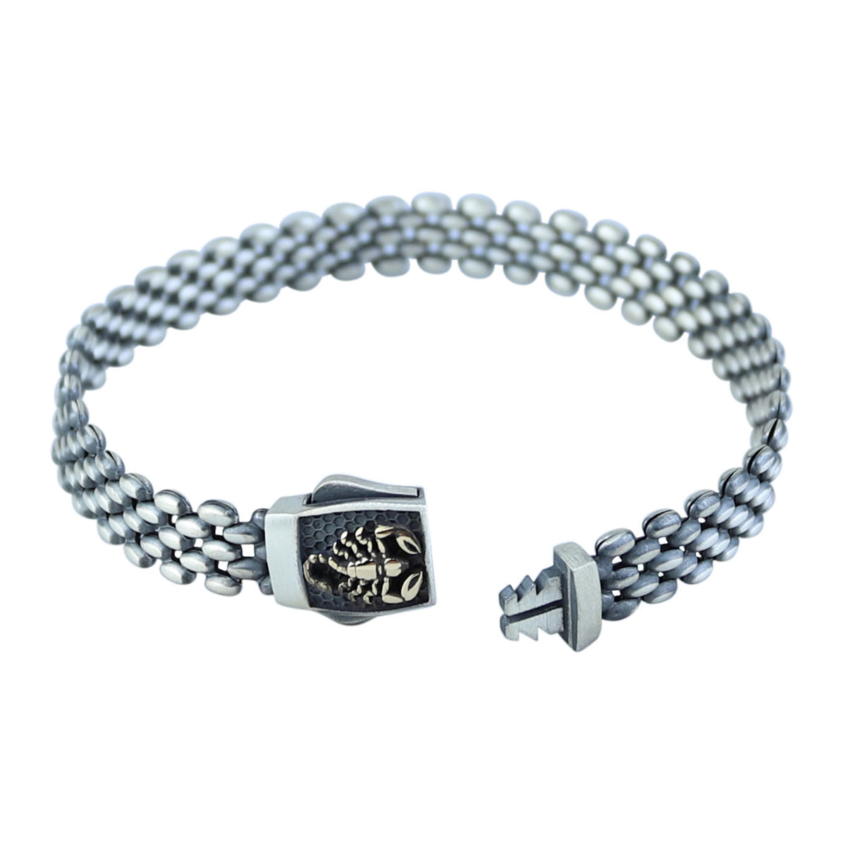 Silver Scorpion Signet Chain Bracelet, Men Chain Bracelet, Silver Link Chain Men Bracelet, Men Animal Bracelet, Unique Men Father Day Gift