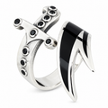 925 Sterling Silver Zulfiqar Sword Ring with Black Onyx for Men