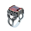925 Silver Garnet Dragon Ring, Gothic Silver Dragon Ring, Ruby Red Unique Ring, 925k Sterling Silver , Gift For Him