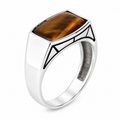 925 Sterling Silver Tiger Eye Signet Ring