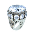 925 Sterling Silver White Diamond Gemstone Solomon Signet Ring, King Solomon Signet Large Ring, 925 Sterling Silver