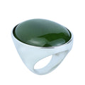 Silver Jade Stone Ring, Large Classic Jade Stone Solid Ring, Handmade Green Jade Ring