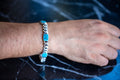 Herren-Armband aus Silber und Türkis mit Panzerkette
