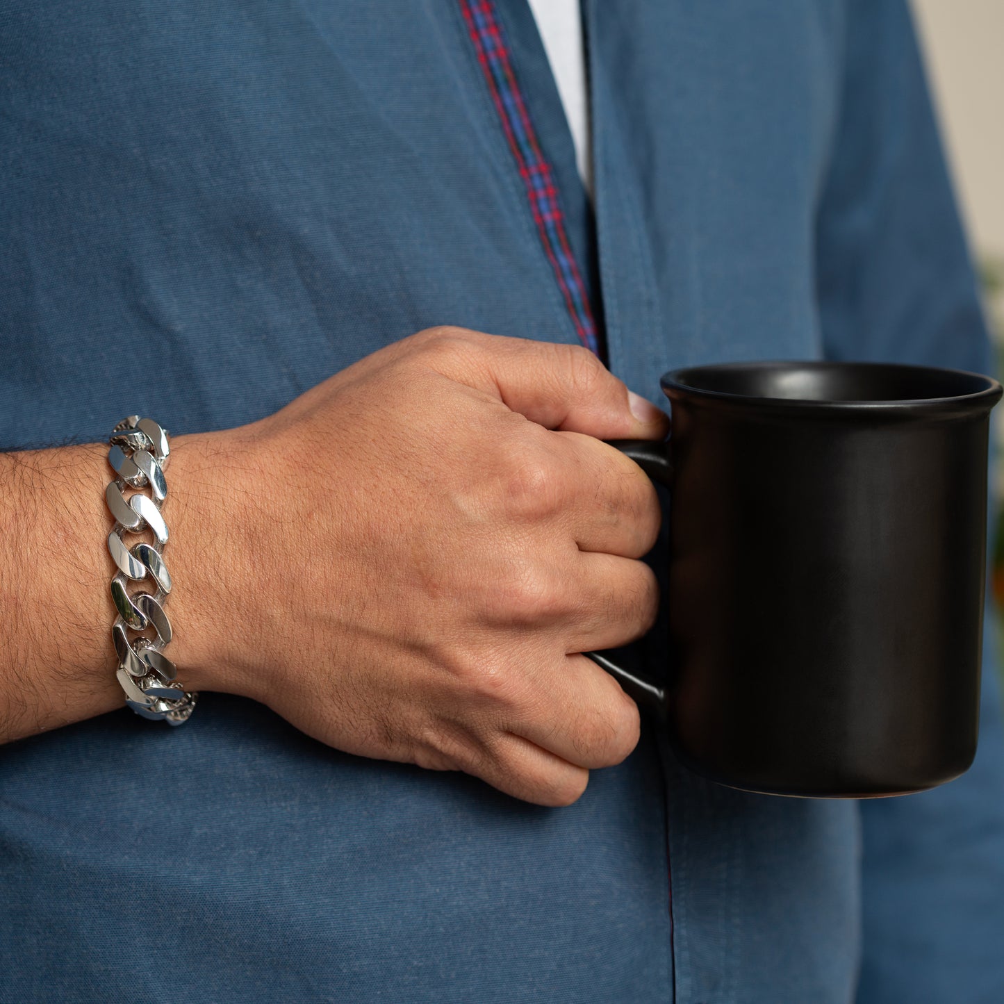 Solid 925 Silver Men Iced Out 16mm Curb Chain Bracelet