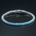 Silver Unisex Round Turquoise Tennis Bracelet