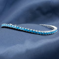 Silver Unisex Round Turquoise Tennis Bracelet