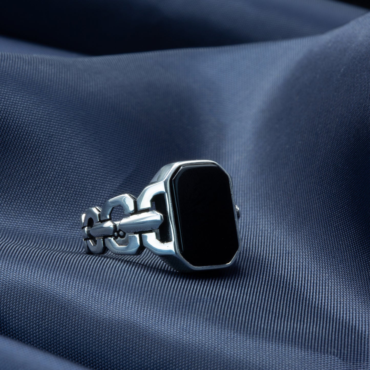 Men Handmade Black Onyx Gemstone Signet Ring