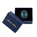 925 Silver Men Oval Blue Aquamarine Gemstone Ring