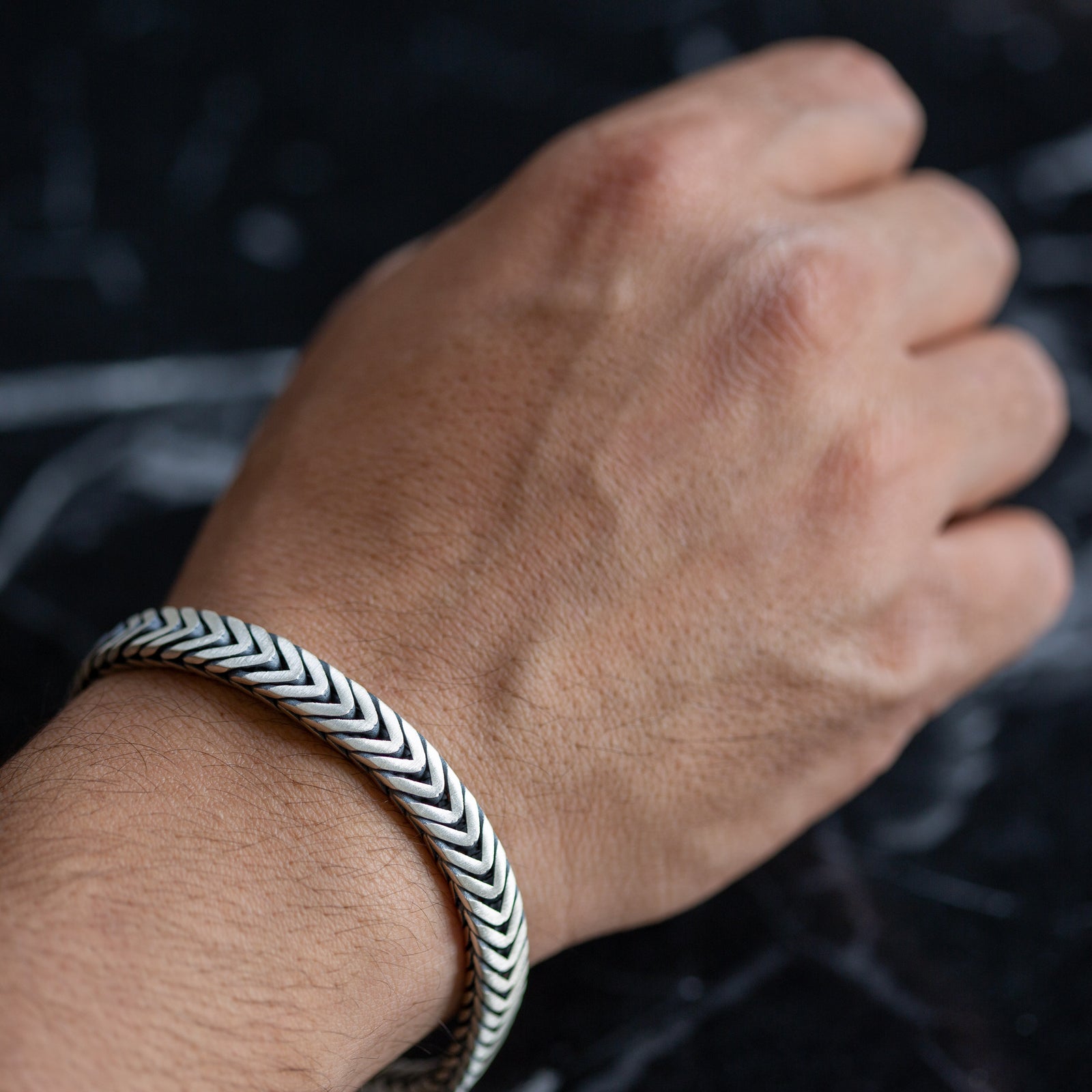 Pulsera de cadena tipo cola de zorro Franco para hombre, plata de ley 925