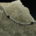 925 Sterling Silver Black Onyx King Chain Byzantine Bracelet
