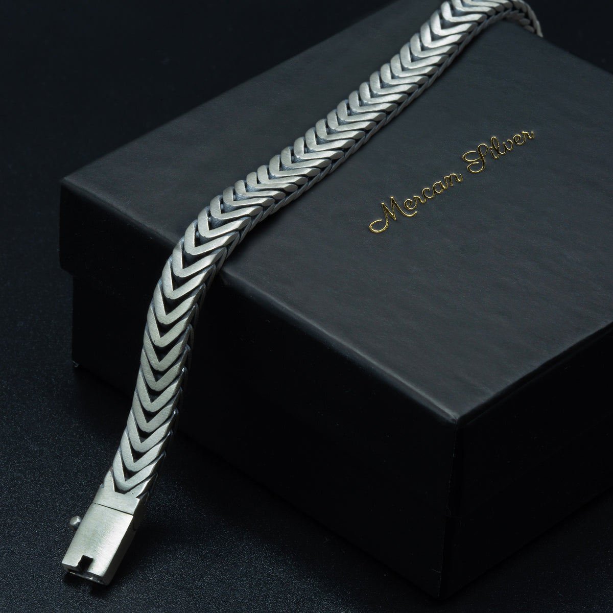 Pulsera de cadena tipo cola de zorro Franco para hombre, plata de ley 925