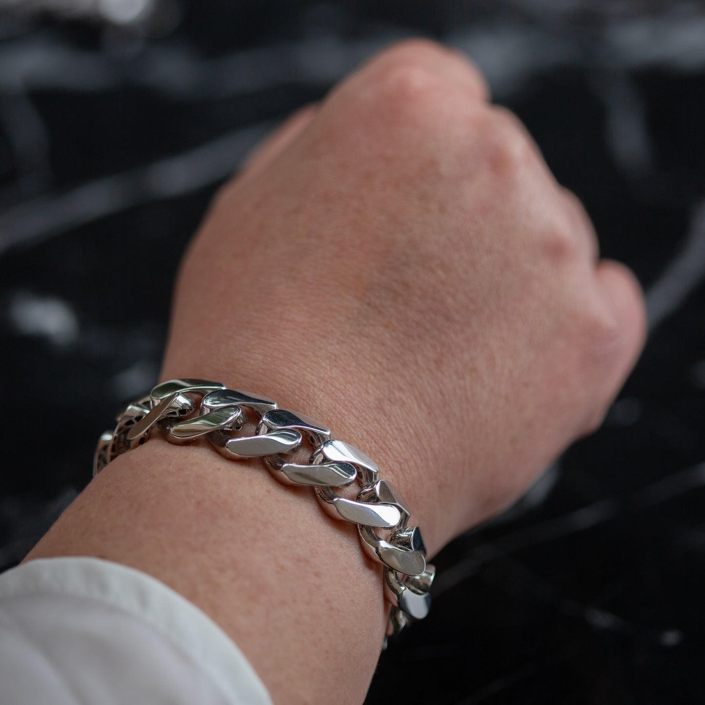 Solid 925 Silver Men Iced Out 16mm Curb Chain Bracelet